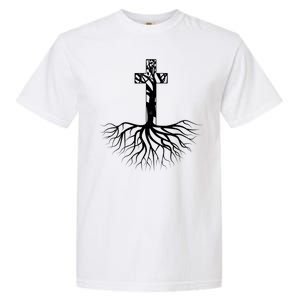 Tree Root Christian Cross Garment-Dyed Heavyweight T-Shirt