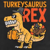 Turkeysaurus Rex Cute Funny Thanksgiving Dinosaur 7 Panel Mesh Trucker Snapback Hat