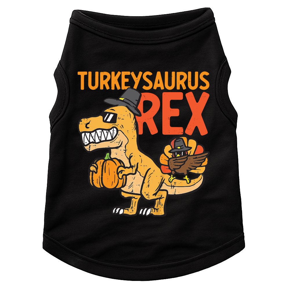 Turkeysaurus Rex Cute Funny Thanksgiving Dinosaur Doggie Tank