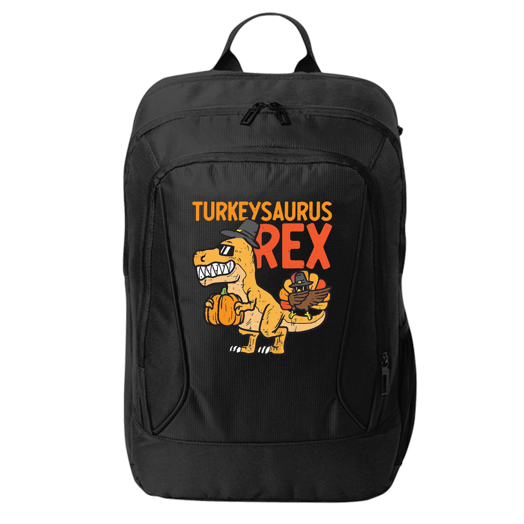 Turkeysaurus Rex Cute Funny Thanksgiving Dinosaur City Backpack
