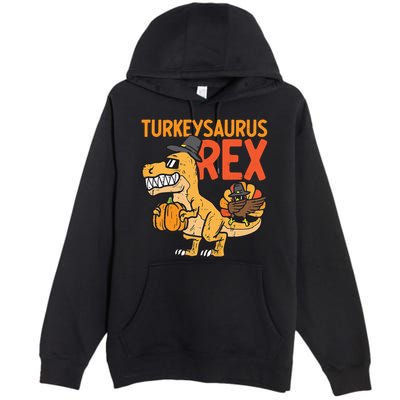 Turkeysaurus Rex Cute Funny Thanksgiving Dinosaur Premium Pullover Hoodie