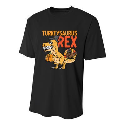 Turkeysaurus Rex Cute Funny Thanksgiving Dinosaur Youth Performance Sprint T-Shirt