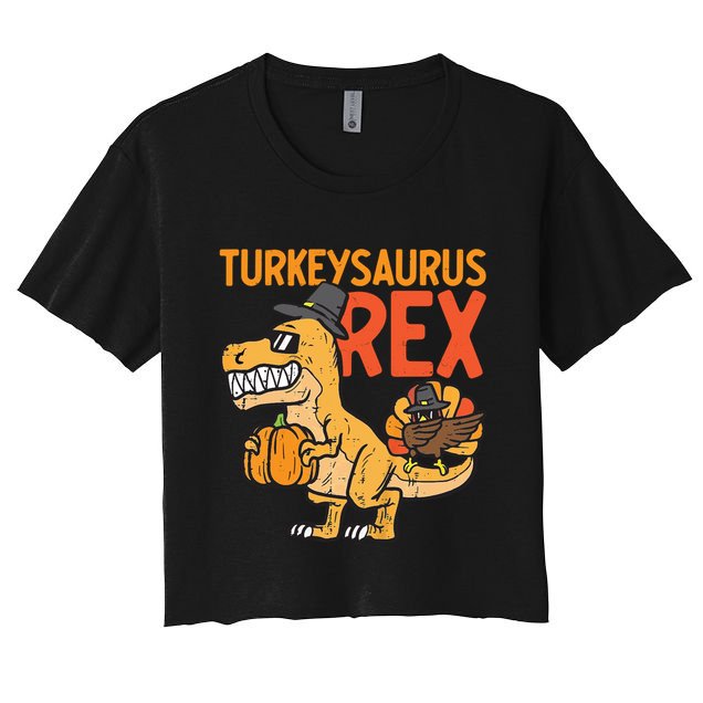 Turkeysaurus Rex Cute Funny Thanksgiving Dinosaur Crop Top