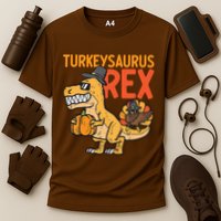 Turkeysaurus Rex Cute Funny Thanksgiving Dinosaur Cooling Performance Crew T-Shirt