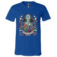 The Rocking Christmas Christmas Rock Guitar Santa Cool Gift V-Neck T-Shirt