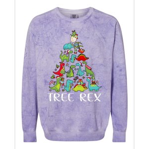 Tree Rex Christmas Funny Cute Dinosaur Xmas Tree Colorblast Crewneck Sweatshirt