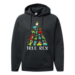 Tree Rex Christmas Funny Cute Dinosaur Xmas Tree Performance Fleece Hoodie