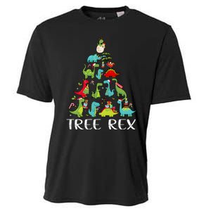 Tree Rex Christmas Funny Cute Dinosaur Xmas Tree Cooling Performance Crew T-Shirt