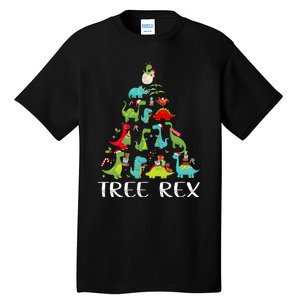 Tree Rex Christmas Funny Cute Dinosaur Xmas Tree Tall T-Shirt