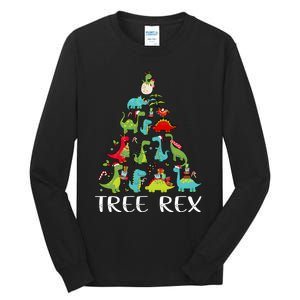 Tree Rex Christmas Funny Cute Dinosaur Xmas Tree Tall Long Sleeve T-Shirt