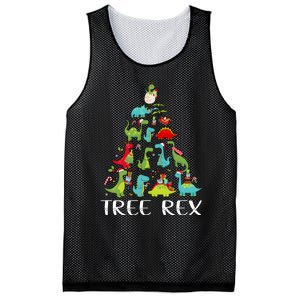 Tree Rex Christmas Funny Cute Dinosaur Xmas Tree Mesh Reversible Basketball Jersey Tank