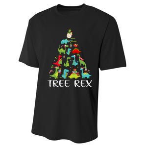 Tree Rex Christmas Funny Cute Dinosaur Xmas Tree Performance Sprint T-Shirt