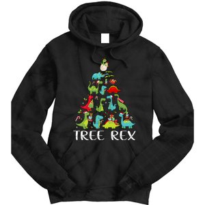 Tree Rex Christmas Funny Cute Dinosaur Xmas Tree Tie Dye Hoodie