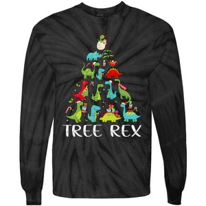 Tree Rex Christmas Funny Cute Dinosaur Xmas Tree Tie-Dye Long Sleeve Shirt