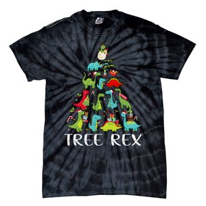 Tree Rex Christmas Funny Cute Dinosaur Xmas Tree Tie-Dye T-Shirt