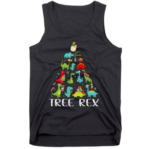 Tree Rex Christmas Funny Cute Dinosaur Xmas Tree Tank Top