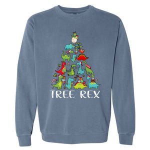 Tree Rex Christmas Funny Cute Dinosaur Xmas Tree Garment-Dyed Sweatshirt