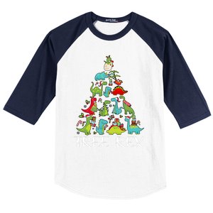 Tree Rex Christmas Funny Cute Dinosaur Xmas Tree Baseball Sleeve Shirt