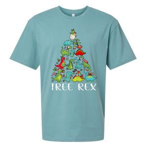 Tree Rex Christmas Funny Cute Dinosaur Xmas Tree Sueded Cloud Jersey T-Shirt