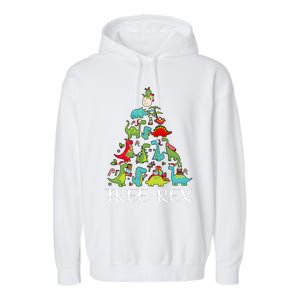 Tree Rex Christmas Funny Cute Dinosaur Xmas Tree Garment-Dyed Fleece Hoodie