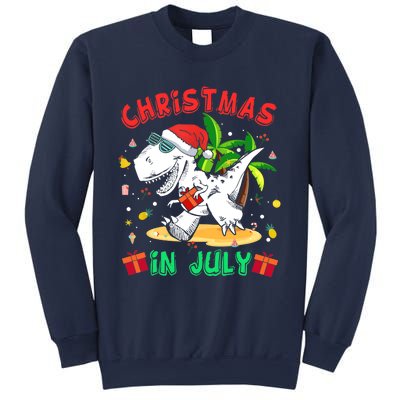 T Rex Christmas In July for Boy Dinosaur Sweatshirt