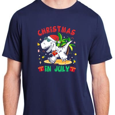 T Rex Christmas In July for Boy Dinosaur Adult ChromaSoft Performance T-Shirt