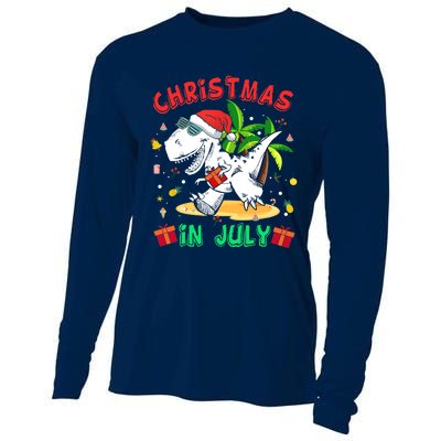 T Rex Christmas In July for Boy Dinosaur Cooling Performance Long Sleeve Crew