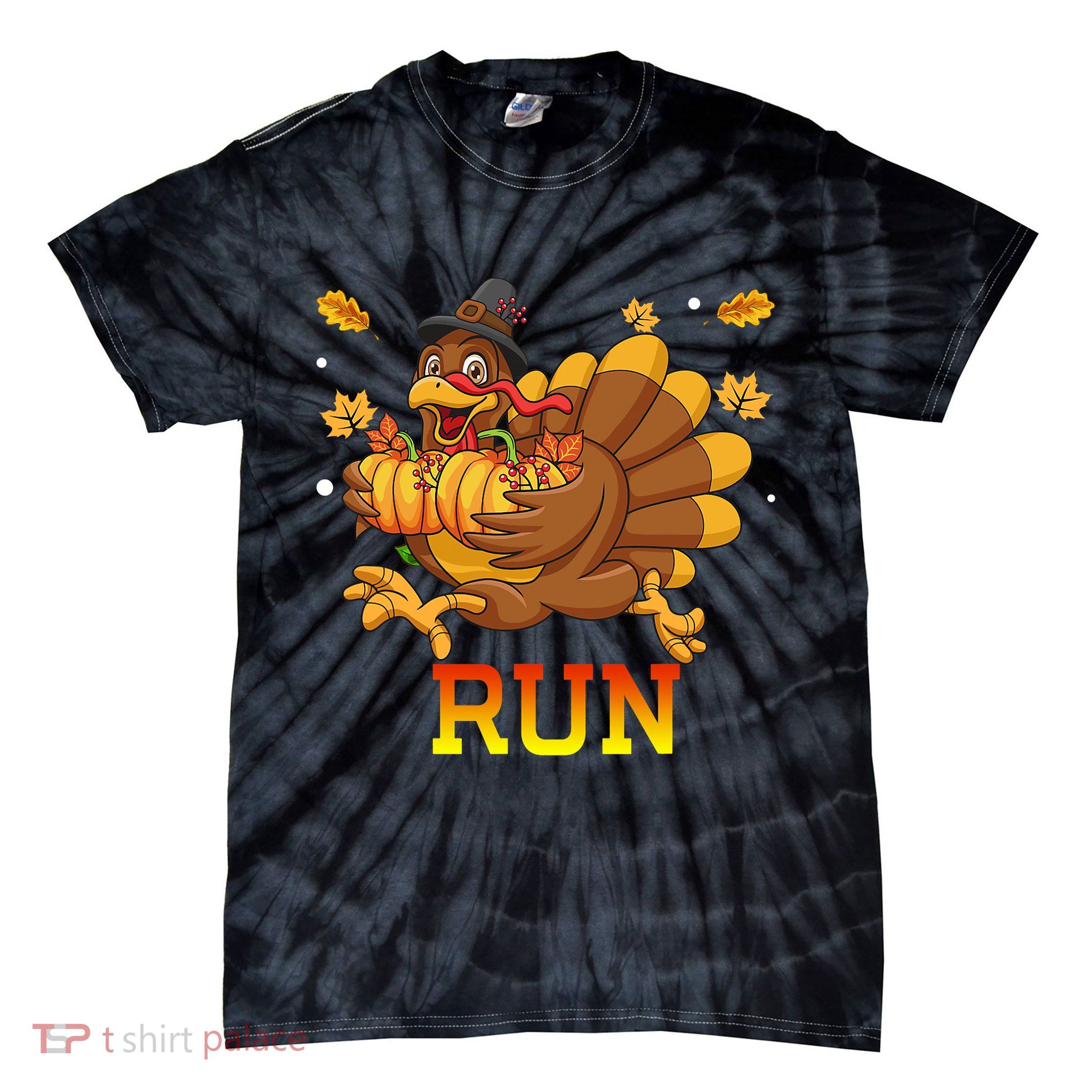 Turkey Run Costume Thanksgiving Running Turkey Trot Tie-Dye T-Shirt