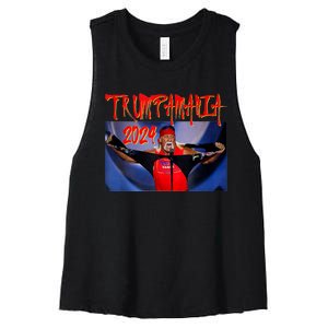 Trump Republican Convention Wrestling Meme Trumpamania Funny Women's Racerback Cropped Tank