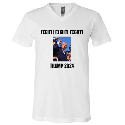 Trump Rally Campaign 2024 Fight Fight Fight V-Neck T-Shirt