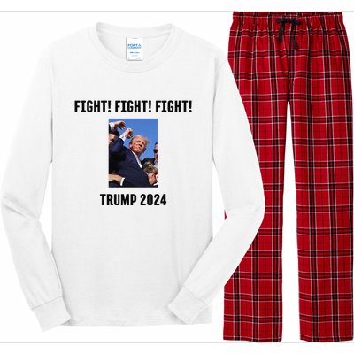 Trump Rally Campaign 2024 Fight Fight Fight Long Sleeve Pajama Set