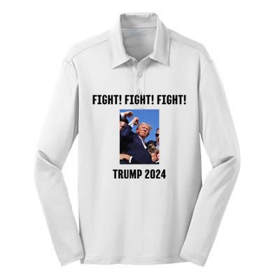 Trump Rally Campaign 2024 Fight Fight Fight Silk Touch Performance Long Sleeve Polo