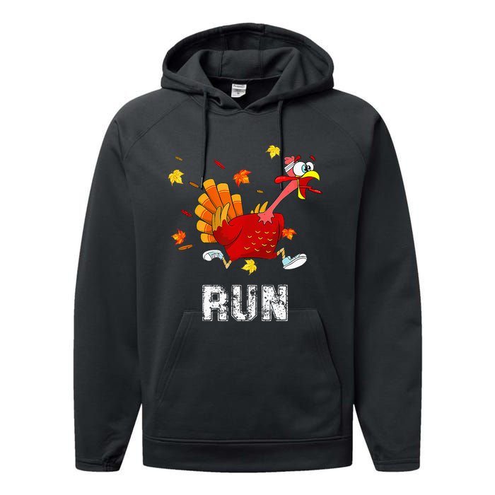 Turkey Run Costume Thanksgiving Running Turkey Trot Performance Fleece Hoodie