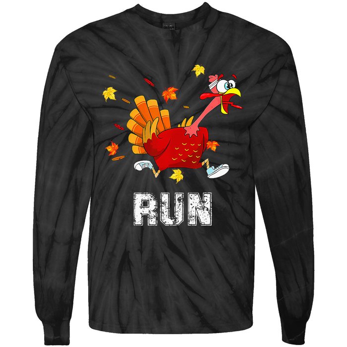 Turkey Run Costume Thanksgiving Running Turkey Trot Tie-Dye Long Sleeve Shirt