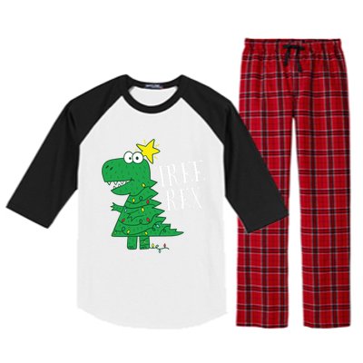 Tree Rex Christmas Dinosaur Christmas Gift Raglan Sleeve Pajama Set