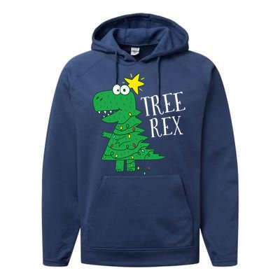 Tree Rex Christmas Dinosaur Christmas Gift Performance Fleece Hoodie