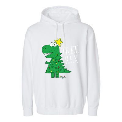 Tree Rex Christmas Dinosaur Christmas Gift Garment-Dyed Fleece Hoodie