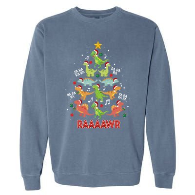 Tree Rex Christmas Gift Dinosaur Fa Ra Ra Rawr Rawr Xmas Gift Garment-Dyed Sweatshirt