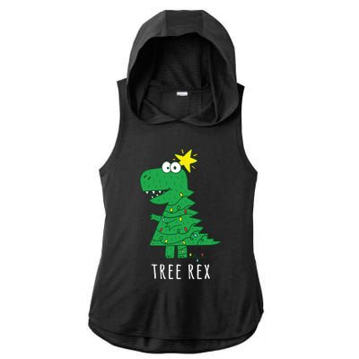 Tree Rex Christmas Gift T Rex Dinosaur Christmas Gift Ladies PosiCharge Tri-Blend Wicking Draft Hoodie Tank