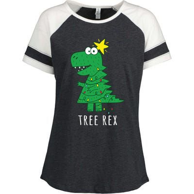 Tree Rex Christmas Gift T Rex Dinosaur Christmas Gift Enza Ladies Jersey Colorblock Tee