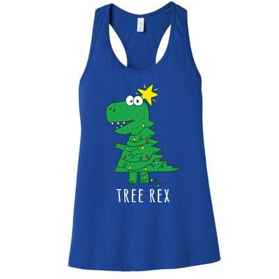 Tree Rex Christmas Gift T Rex Dinosaur Christmas Gift Women's Racerback Tank