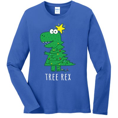 Tree Rex Christmas Gift T Rex Dinosaur Christmas Gift Ladies Long Sleeve Shirt