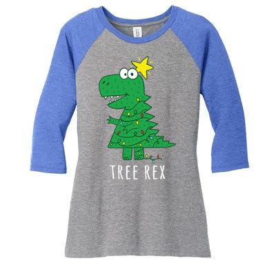 Tree Rex Christmas Gift T Rex Dinosaur Christmas Gift Women's Tri-Blend 3/4-Sleeve Raglan Shirt