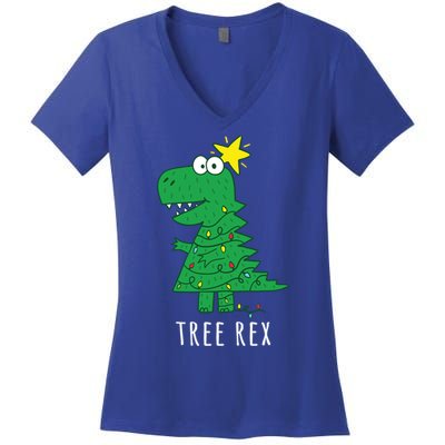 Tree Rex Christmas Gift T Rex Dinosaur Christmas Gift Women's V-Neck T-Shirt