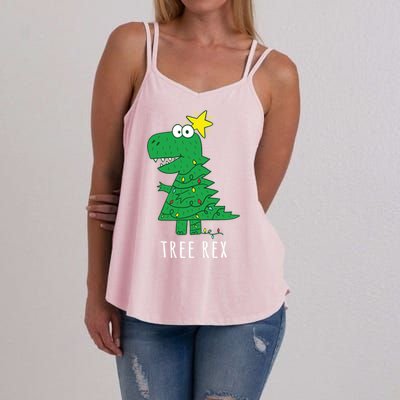 Tree Rex Christmas Gift T Rex Dinosaur Christmas Gift Women's Strappy Tank