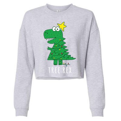 Tree Rex Christmas Gift T Rex Dinosaur Christmas Gift Cropped Pullover Crew