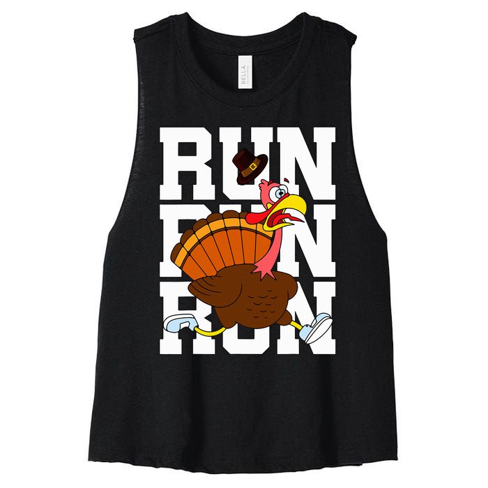 Turkey Run Costume Thanksgiving Running Turkey Trot Women's Racerback Cropped Tank