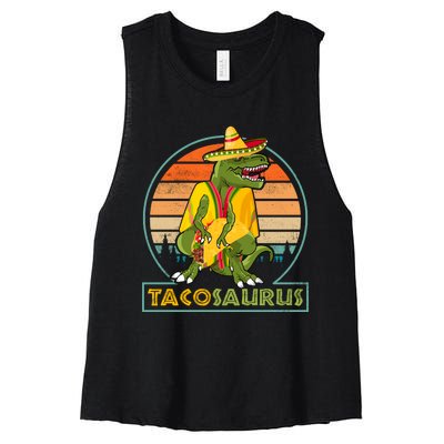 TACOSAURUS REX CINCO DE MAYO T Women's Racerback Cropped Tank