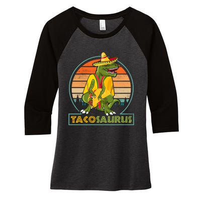 TACOSAURUS REX CINCO DE MAYO T Women's Tri-Blend 3/4-Sleeve Raglan Shirt