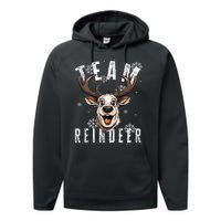 Team Reindeer Christmas Theme Funny Reindeer Tank Top Performance Fleece Hoodie